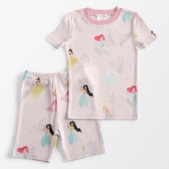 Pottery Barn Kids | Organic Disney Princess Shorts Pajamas Set | Light Pink - Picture 1 of 6